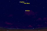 On February 26, 2012, the Moon will be close to the planets Venus and Jupiter.