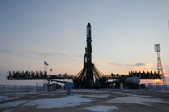At Baikonur launch site the preparations continue for the launch of Progress M-14M cargo vehicle under the International Space Station program, Jan. 24, 2012.