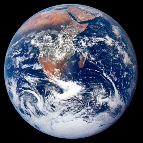 The view of Earth during NASA's Apollo 17 mission. What would Earth's clouds looked like in the past, when the continents had a different arrangement?