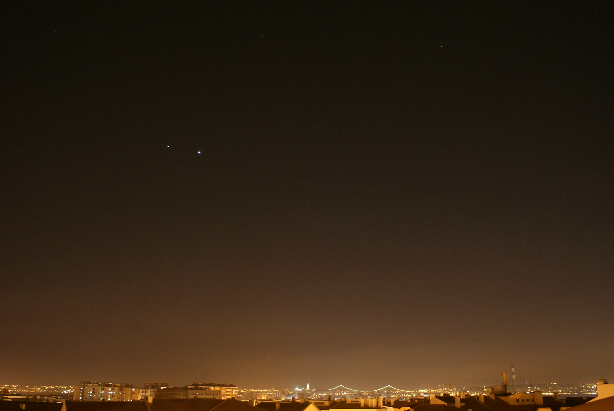 Venus and Jupiter Seen Near Lisbon, Portugal