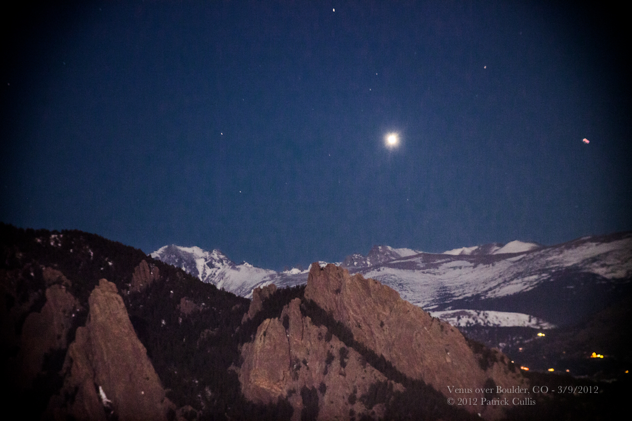 Venus in the Skies Over Colorado's Flatiron Mountains