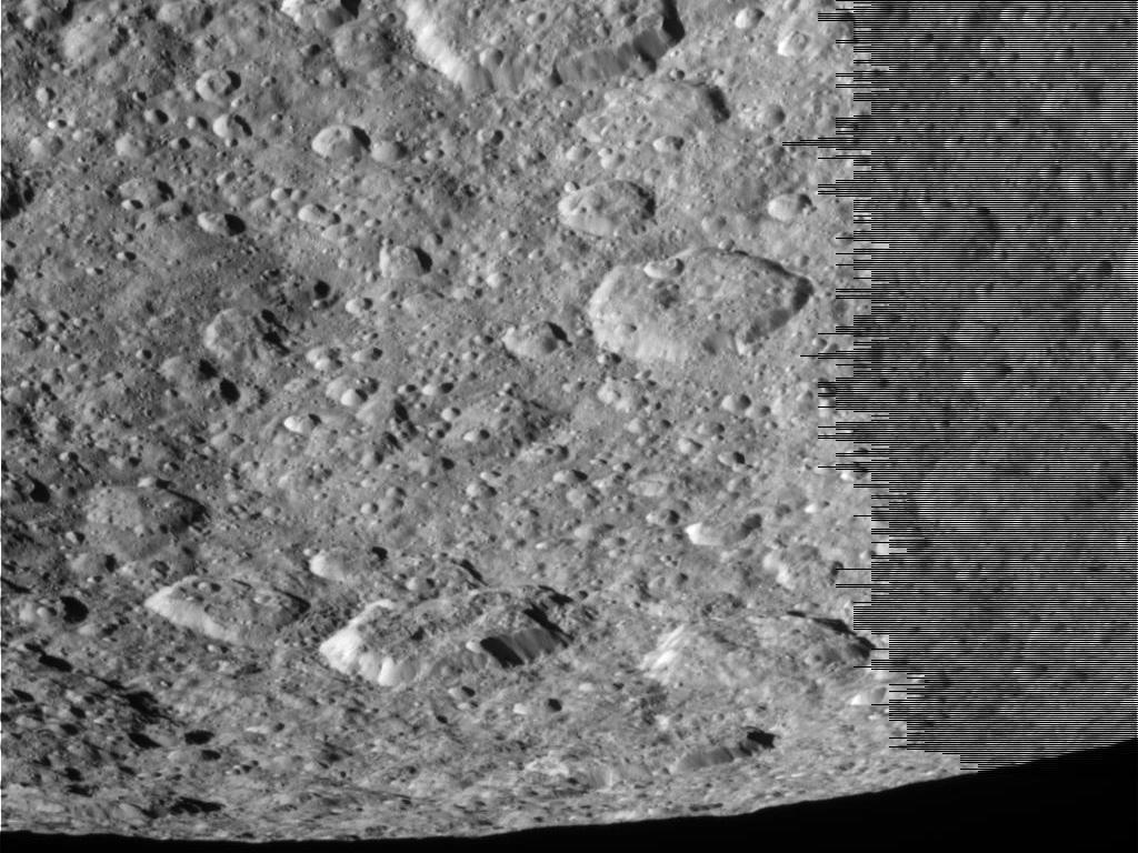 Icy Moon Rhea's Surface