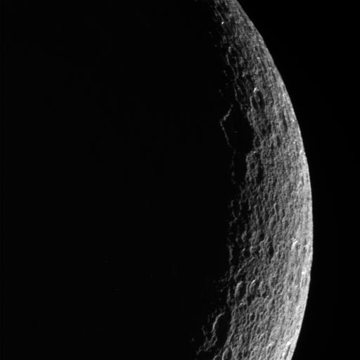Saturn Moon Rhea in Shadow