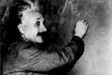 Famed physicist Albert Einstein at the blackboard.