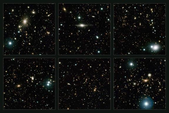 This view shows some highlights from the widest deep view of the sky ever taken using infrared light. The observations were made using the European Southern Observatory's VISTA telescope.