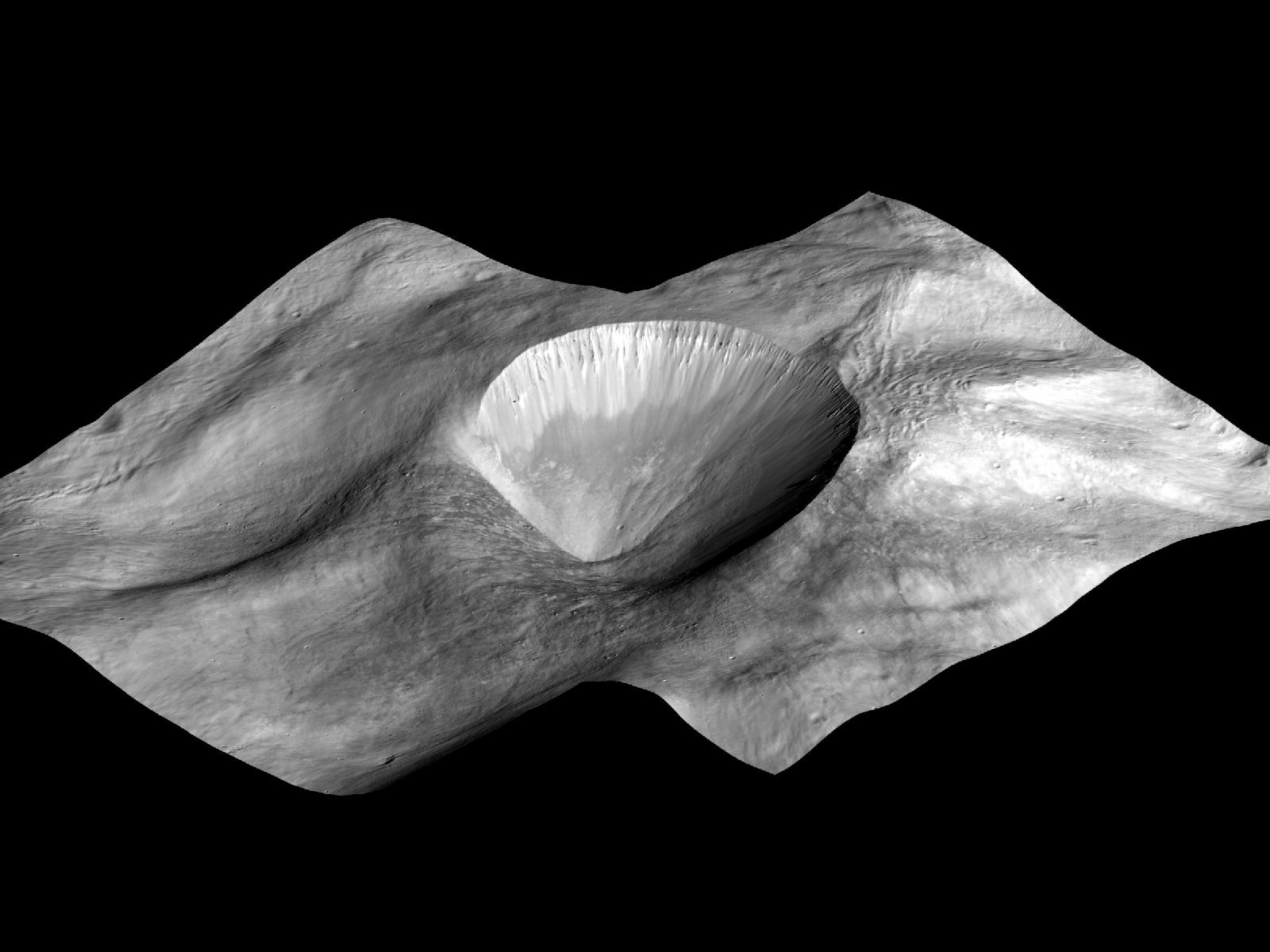 Perspective View of Layered Young Crater