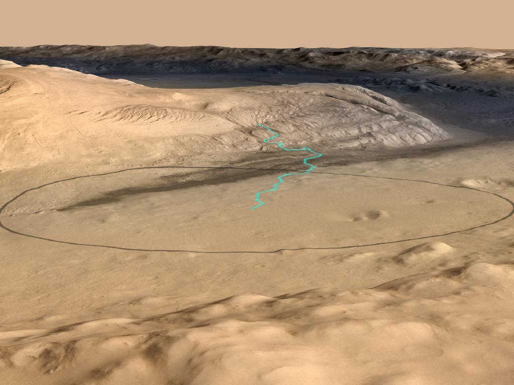 Closeup of Curiosity Mars Rover's Landing Site