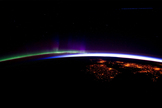 An Expedition 30 crew member took this photo of the North Atlantic with an aurora on March 28, 2012.
