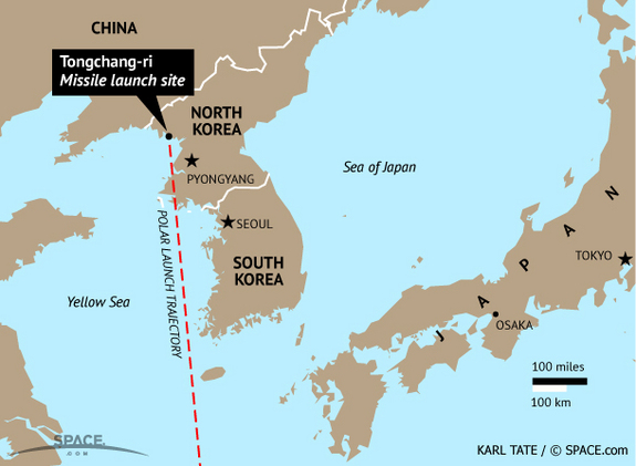 North Korea's missile launch site is located at Tongchang-ri.
