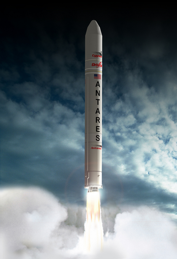 Artists' rendering of Antares in flight.