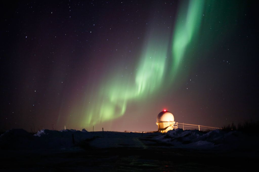 Alaska's Northern Lights Above a Radar Dome