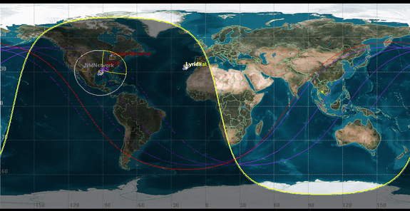 This graphic shows the ISS ground track near the time of the Lyrid peak.
