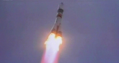 Russia's unmanned supply ship Progress 47 launches toward the International Space Station on the morning of April 20, 2012.