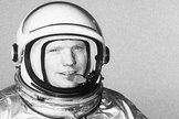 NASA test pilot Neil Armstrong is seen here next to the X-15 ship #1 after a research flight.