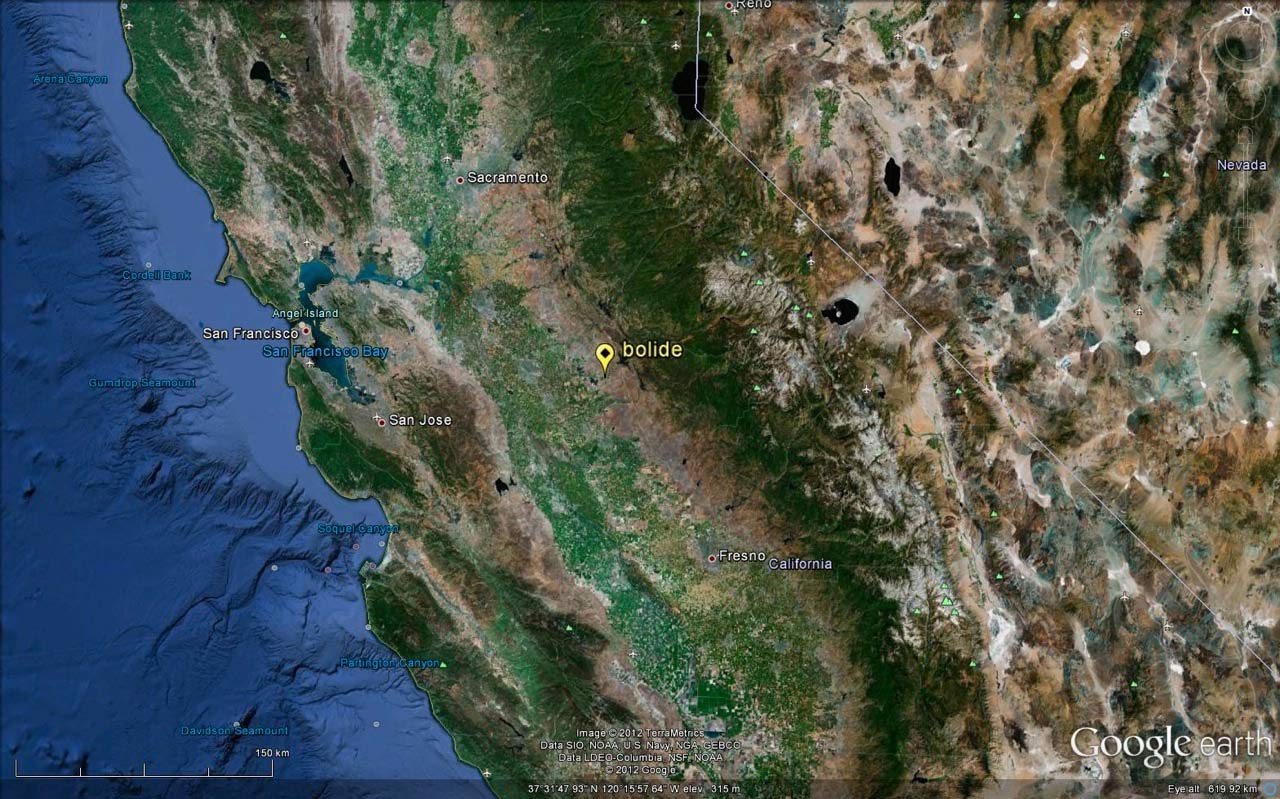 Daytime Fireball Over California & Nevada