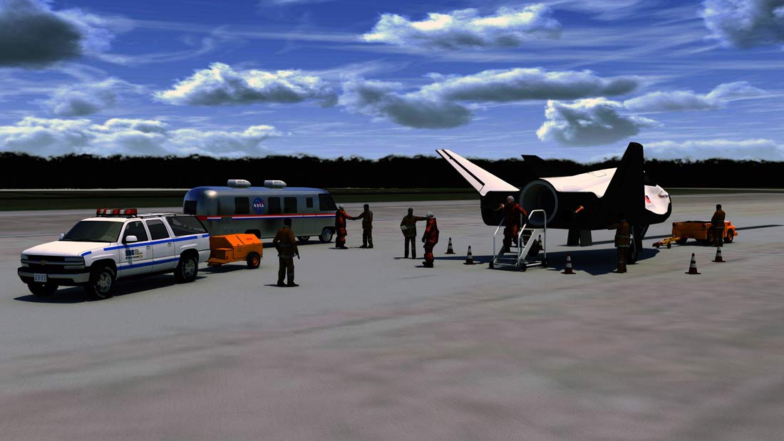 Dream Chaser and Crew After Landing
