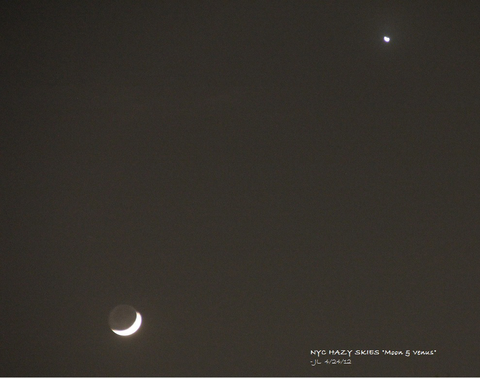 Venus and the Crescent Moon over New York City