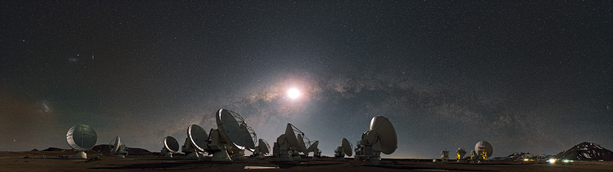 Moon, Milky Way, and ALMA Telescope