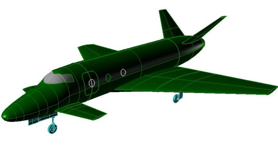 This graphic of the Vinci space plane Concept 2 highlights the suborbital spacecraft concept vehicle's split vertical tail and canard.