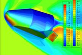 Computational Fluid Dynamics (CFD) image of Blue Origin's next-generation Space Vehicle.