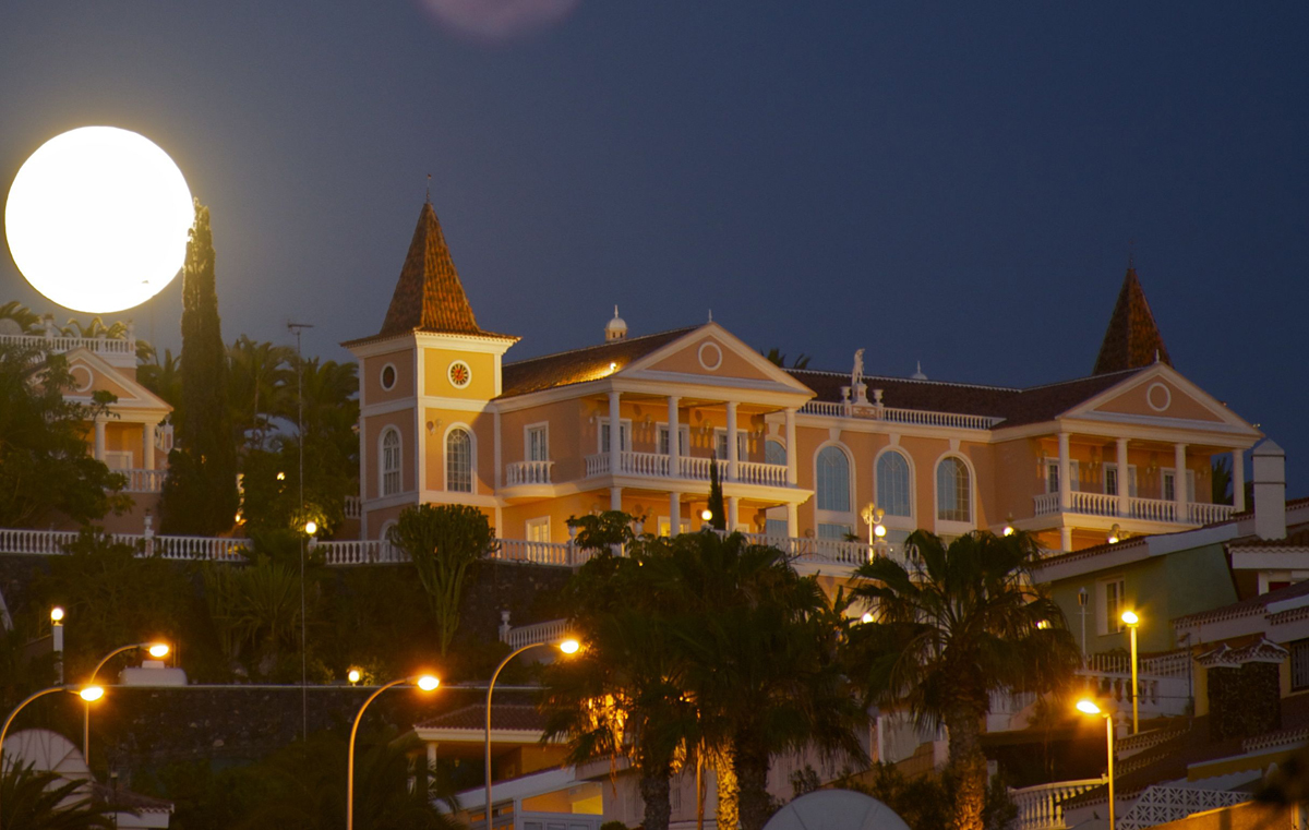 Supermoon over Tenerife Buildings