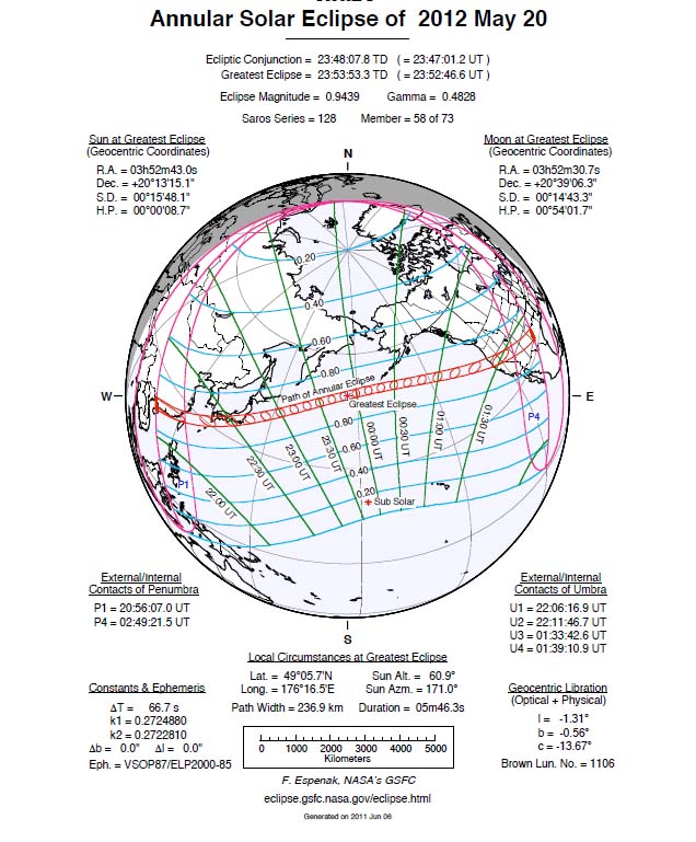 Annular Solar Eclipse: May 20, 2012 Ground Track