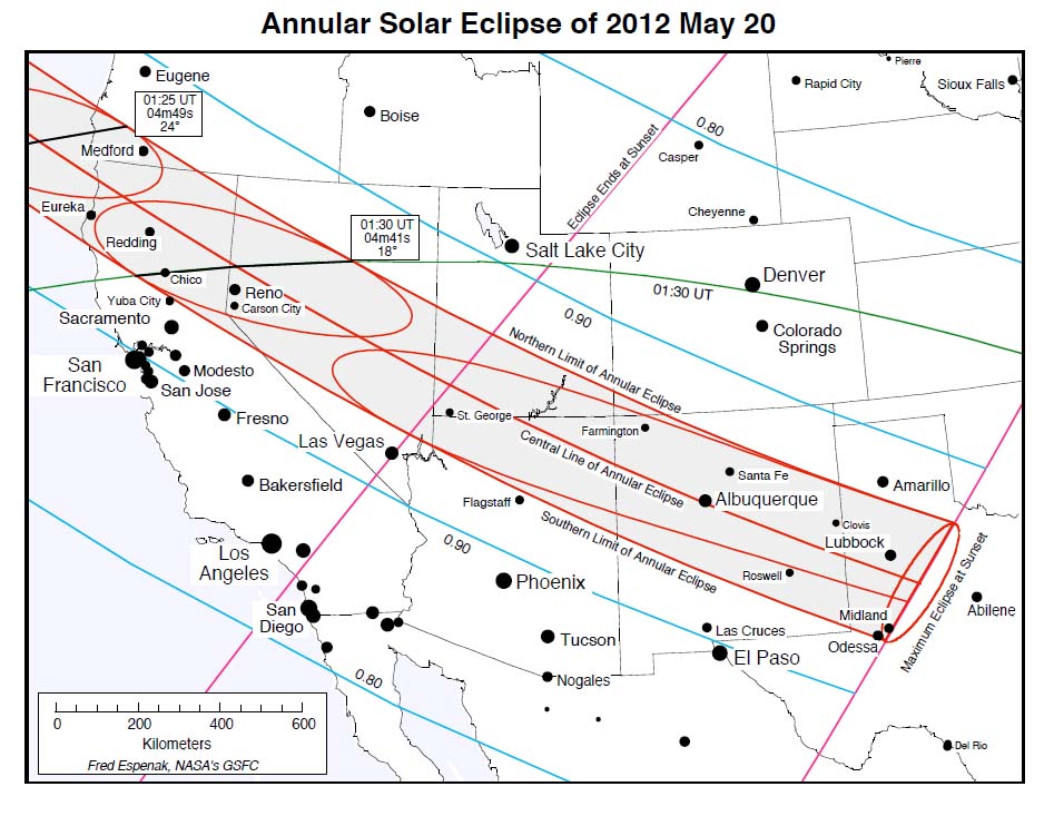 Annular Solar Eclipse: May 20, 2012 U.S. Ground Track