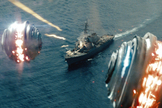 Shredders descend upon a ship in "Battleship."