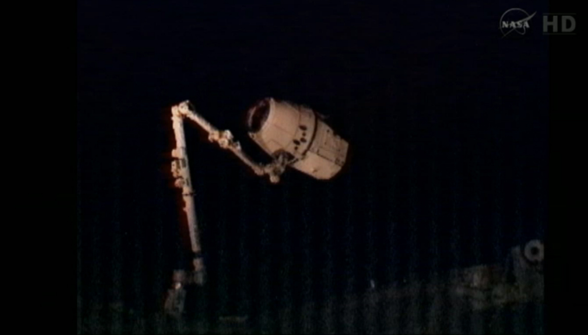 Dragon Capsule on Canadarm2