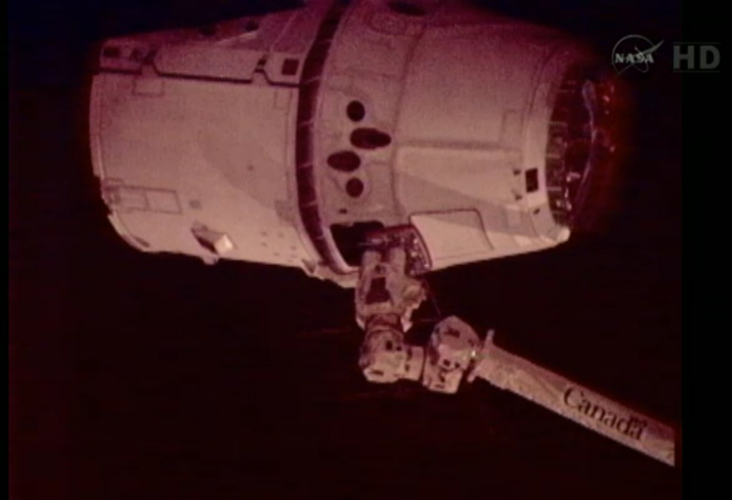Dragon Capsule on Canadarm2