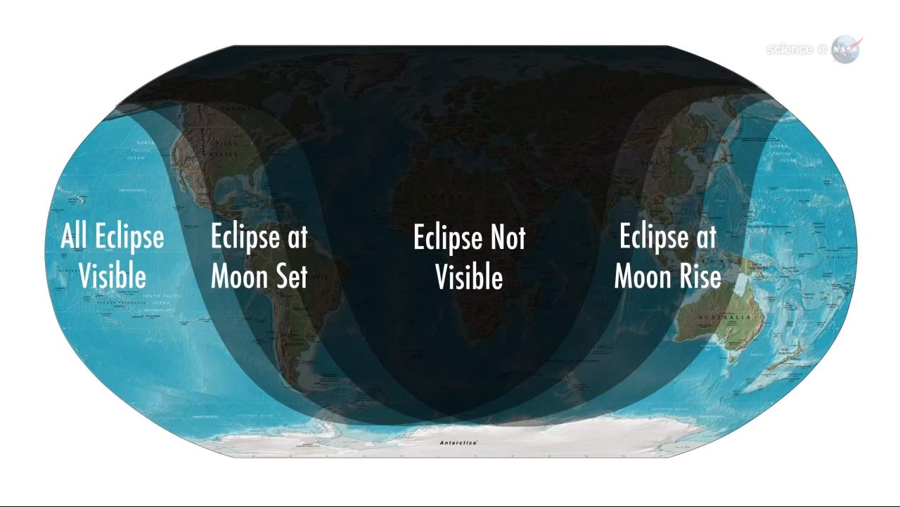 Partial Lunar Eclipse Map for June 4, 2012
