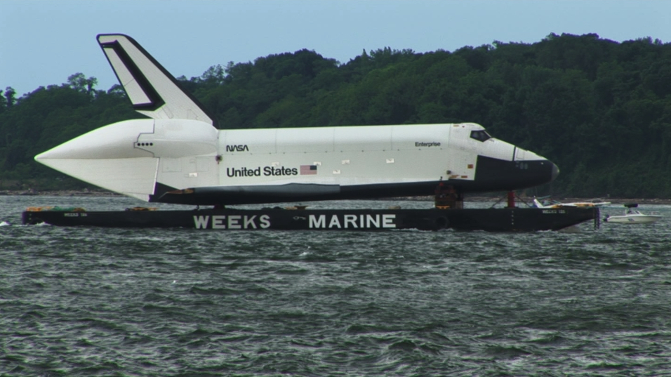 Space Shuttle Enterprise Barges Into NY Harbor