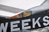 A close up of the wingtip damage on NASA's space shuttle Enterprise after it grazed a bridge support during a June 4, 2012 barge trip from NYC to New Jersey. The shuttle will be on public display at the Intrepid Sea, Air and Space Museum in Manhattan.