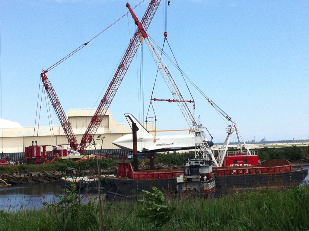 Shuttle Enterprise Prepared for Lifting onto Barge