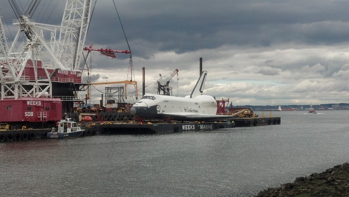Shuttle Enterprise Docked at Weeks Terminal, NJ