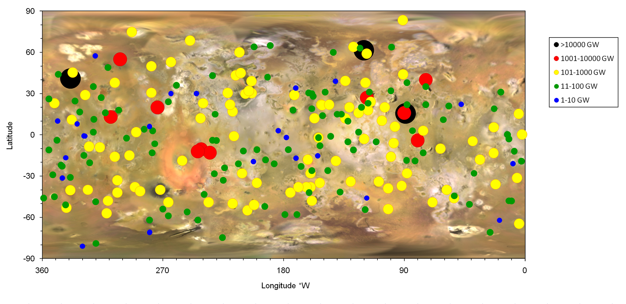 New Map of Jupiter Moon Io's Volcanoes