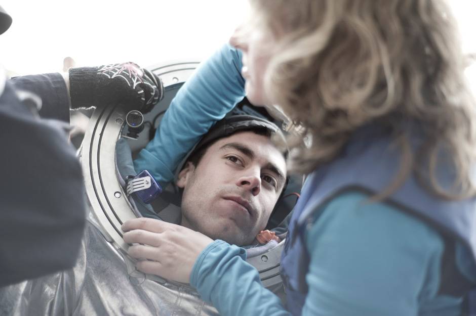 Eva Hauth Assists Suit Tester Daniel Foeger