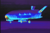 This infrared view of the U.S.'s Air Force secret X-37B space plane was taken shortly after it landed at Vandenberg Air Force base on June 16, 2012.