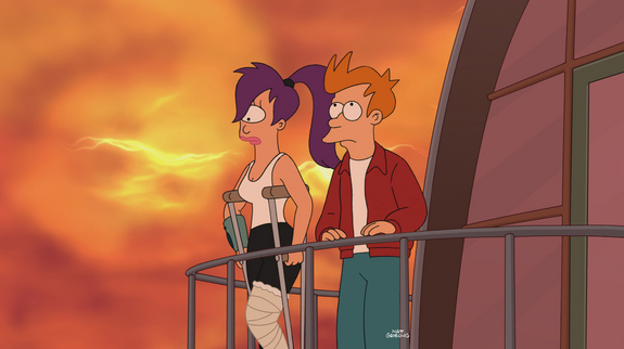 Fry and Leela deal with an ancient doomsday prophecy in the second episode of the seventh season of "Futurama."