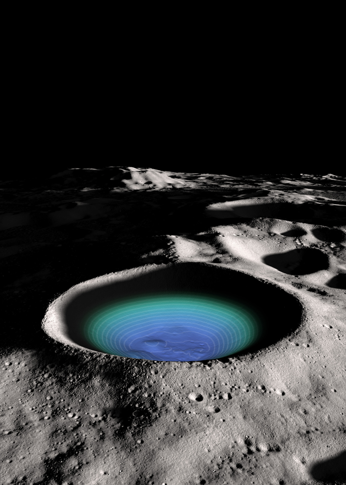 Huge Moon Crater's Water Ice Supply Revealed