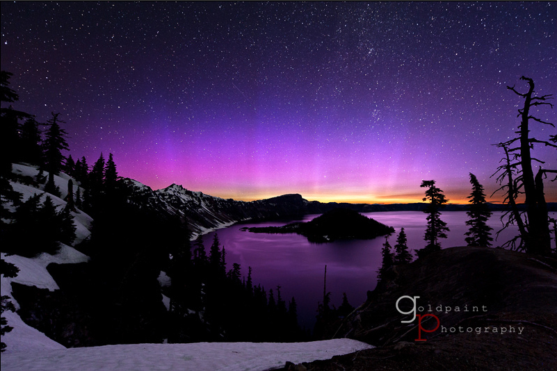 Aurora Borealis and the Milky Way over Crater Lake National Park — June 17, 2012
