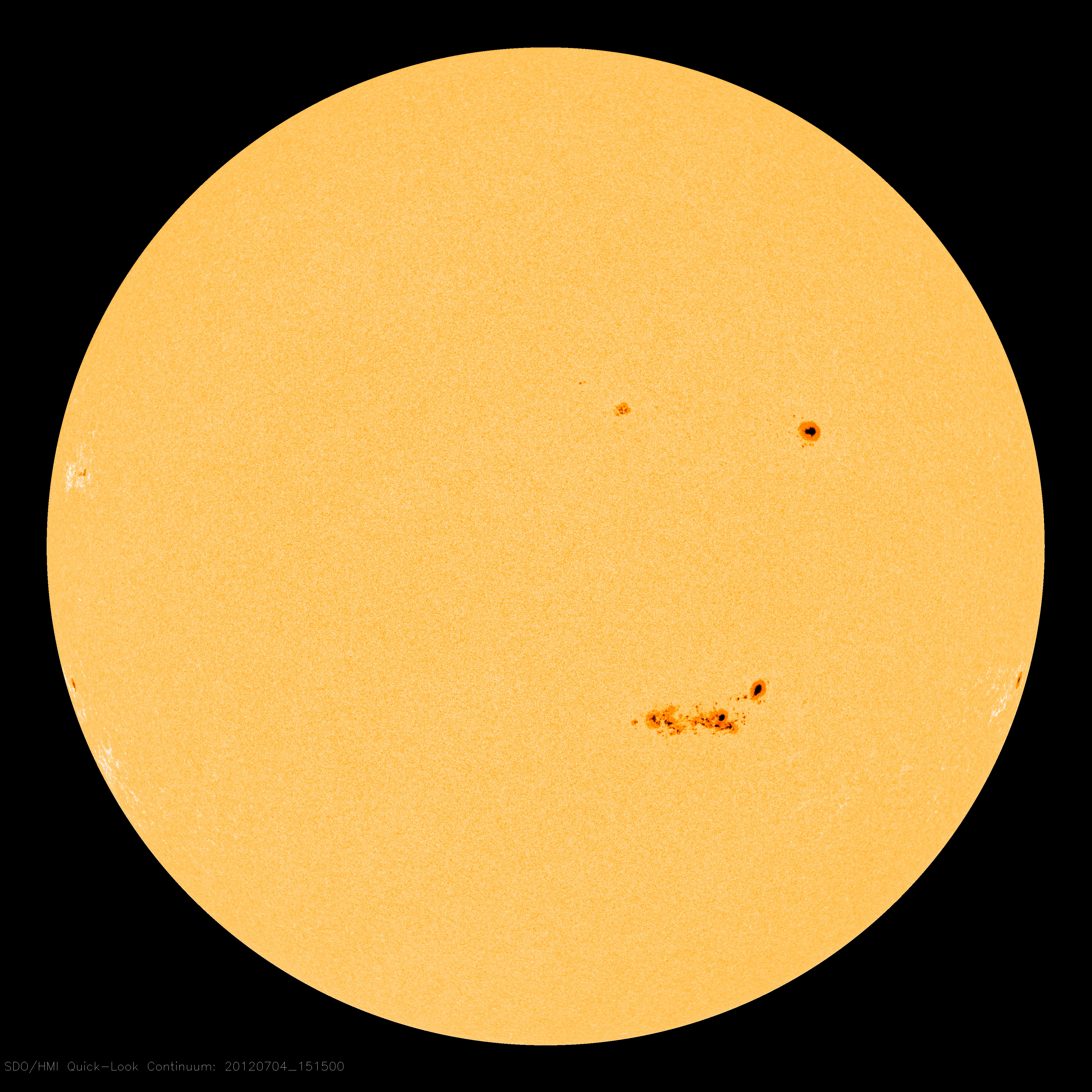 Sunspots Mar Sun in July 2012
