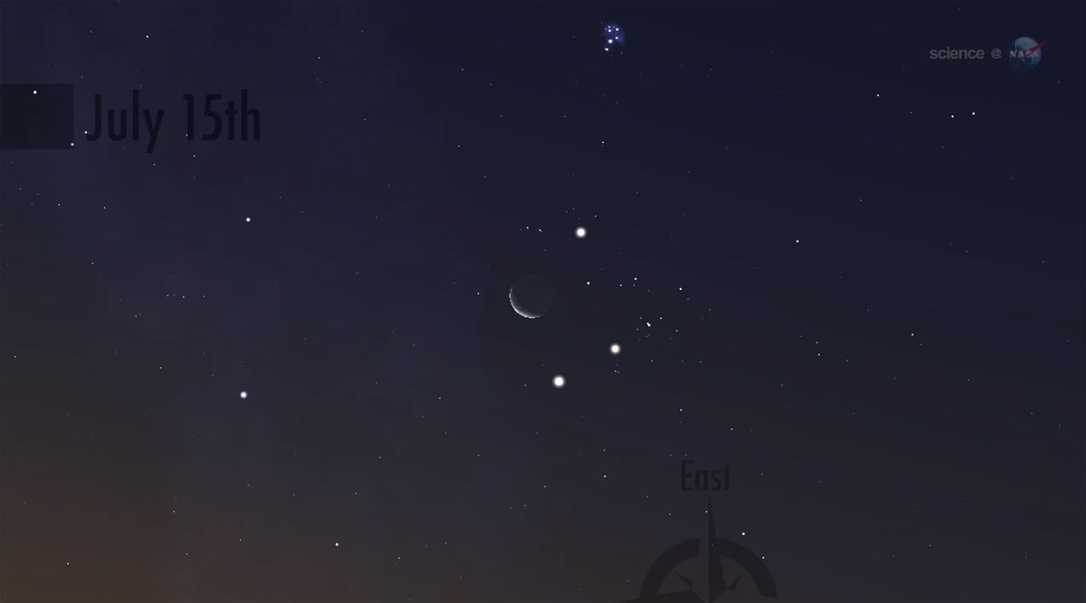 Jupiter, Venus, Aldebaran and the Moon, July 15, 2012