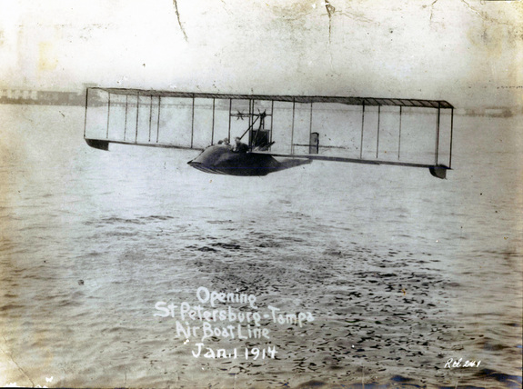 The first flight of a commercial airline was in a Benoist airboat piloted by Tony Jannus.