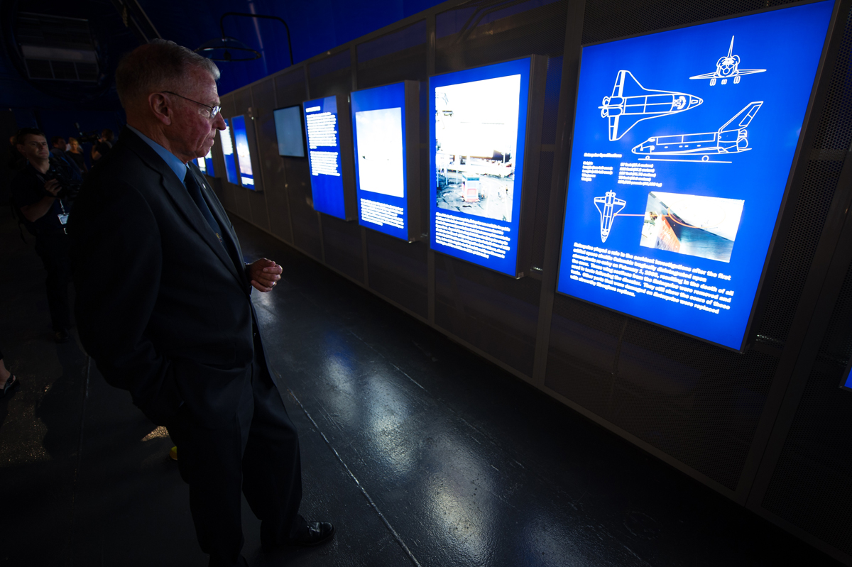 Astronaut Engle in Space Shuttle Pavilion