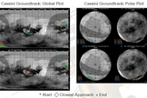 These two NASA maps of Titan show the ground track of the Cassini spacecraft over Titan during the July 24, 2012, flyby to search for light glinting off the methane lake Kivus Lacus.