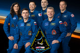 The International Space Station's Expedition 33 crew. From left: NASA astronaut Sunita Williams, Russian cosmonaut Yuri Malenchenko, Japannese astronaut Akihiko Hoshide, Russian cosmonauts Evgeny Tarelkin and Oleg Novitskiy and NASA astronaut Kevin Ford.