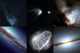 This image shows the top ten images entered into the Hubble's Hidden Treasures basic competition: Top row: NGC 6300 by Brian Campbell, V* PV Cephei by Alexey Romashin, IRAS 14568-6304 by Luca Limatola, NGC 1579 by Kathlyn Smith, B 1608+656 by Adam Kill. Bottom row: NGC 4490 by Kathy van Pelt, NGC 6153 by Ralf Schoofs, NGC 6153 by Matej Novak, NGC 7814 by Gavrila Alexandru, NGC 7026 by Linda Morgan-O’Connor.
