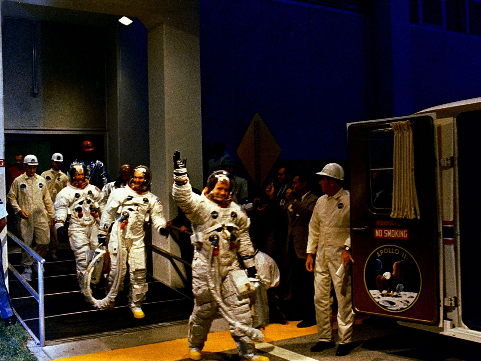Apollo 11 Crew Walks to Launch Pad