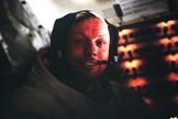 Astronaut Neil A. Armstrong, Apollo 11 Commander, inside the Lunar Module as it rests on the lunar surface after completion of his historic moonwalk in July 1969.